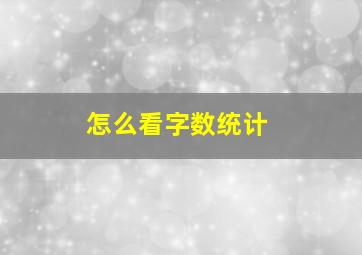 怎么看字数统计