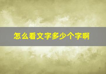 怎么看文字多少个字啊