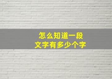 怎么知道一段文字有多少个字