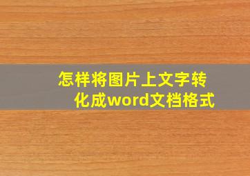 怎样将图片上文字转化成word文档格式