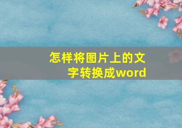 怎样将图片上的文字转换成word