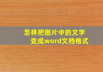 怎样把图片中的文字变成word文档格式