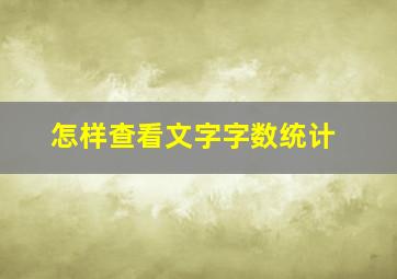 怎样查看文字字数统计