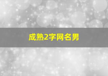 成熟2字网名男