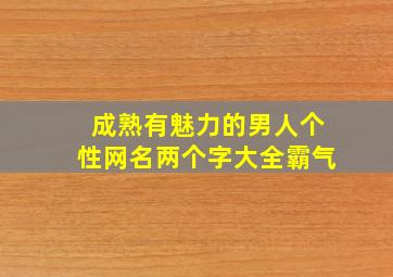 成熟有魅力的男人个性网名两个字大全霸气