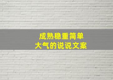 成熟稳重简单大气的说说文案