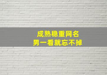 成熟稳重网名男一看就忘不掉