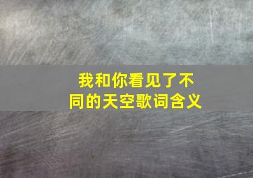 我和你看见了不同的天空歌词含义