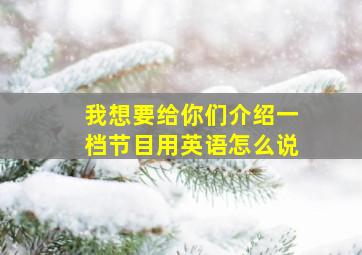 我想要给你们介绍一档节目用英语怎么说