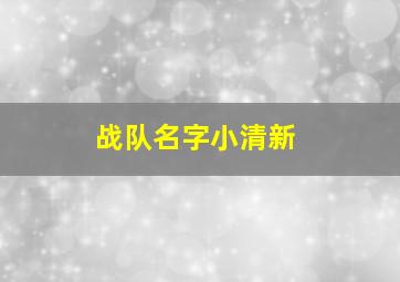 战队名字小清新