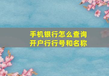 手机银行怎么查询开户行行号和名称