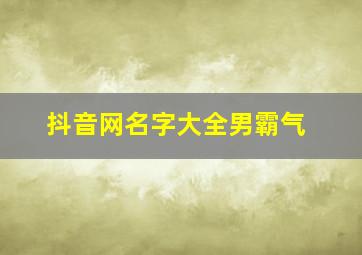 抖音网名字大全男霸气