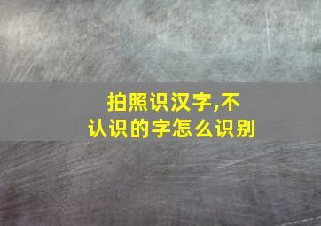 拍照识汉字,不认识的字怎么识别