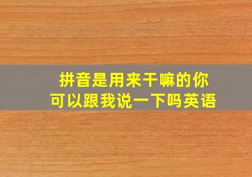 拼音是用来干嘛的你可以跟我说一下吗英语