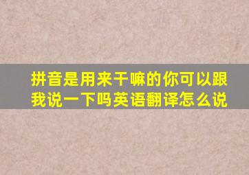 拼音是用来干嘛的你可以跟我说一下吗英语翻译怎么说