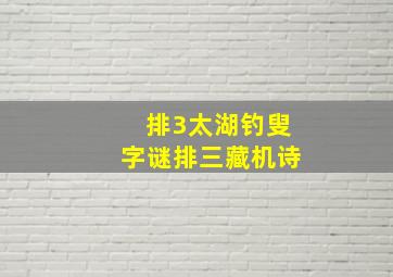 排3太湖钓叟字谜排三藏机诗