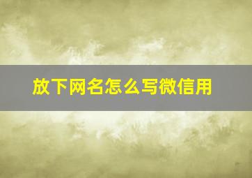 放下网名怎么写微信用