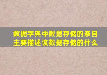 数据字典中数据存储的条目主要描述该数据存储的什么