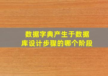 数据字典产生于数据库设计步骤的哪个阶段