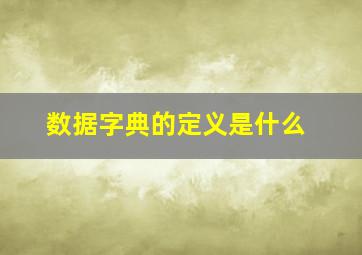 数据字典的定义是什么