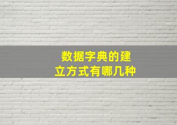 数据字典的建立方式有哪几种