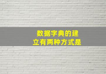 数据字典的建立有两种方式是