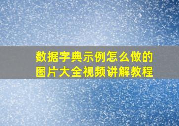 数据字典示例怎么做的图片大全视频讲解教程