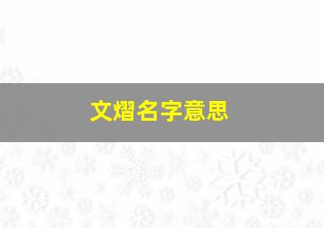 文熠名字意思