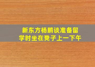 新东方杨鹏谈准备留学时坐在凳子上一下午