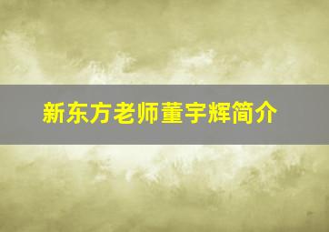 新东方老师董宇辉简介