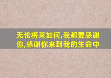 无论将来如何,我都要感谢你,感谢你来到我的生命中