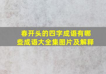 春开头的四字成语有哪些成语大全集图片及解释