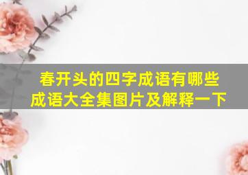 春开头的四字成语有哪些成语大全集图片及解释一下