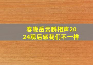 春晚岳云鹏相声2024观后感我们不一样