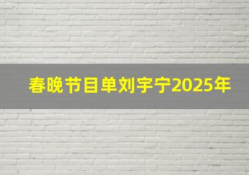 春晚节目单刘宇宁2025年