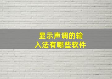 显示声调的输入法有哪些软件