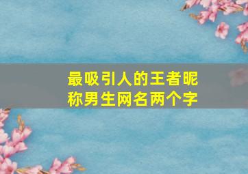 最吸引人的王者昵称男生网名两个字