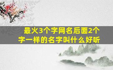 最火3个字网名后面2个字一样的名字叫什么好听