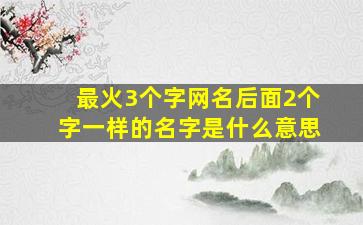 最火3个字网名后面2个字一样的名字是什么意思