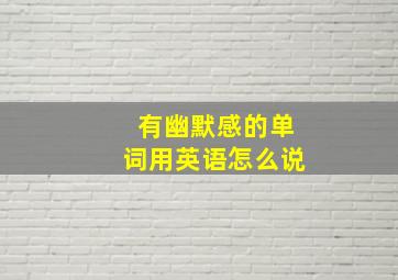 有幽默感的单词用英语怎么说