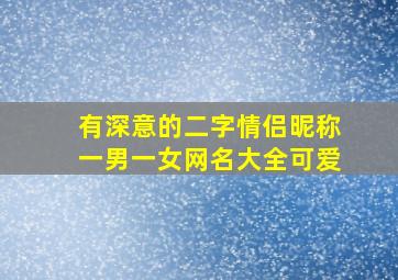 有深意的二字情侣昵称一男一女网名大全可爱