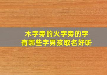 木字旁的火字旁的字有哪些字男孩取名好听