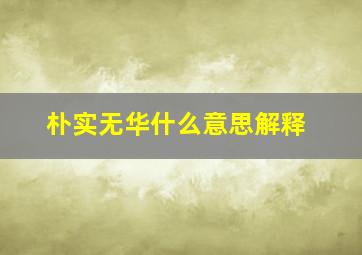 朴实无华什么意思解释