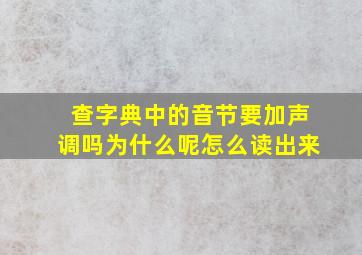 查字典中的音节要加声调吗为什么呢怎么读出来