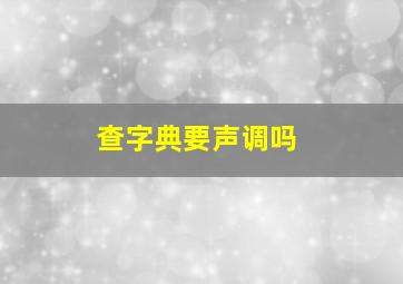 查字典要声调吗