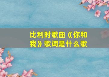 比利时歌曲《你和我》歌词是什么歌