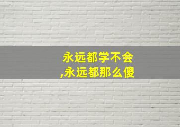 永远都学不会,永远都那么傻