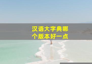 汉语大字典哪个版本好一点