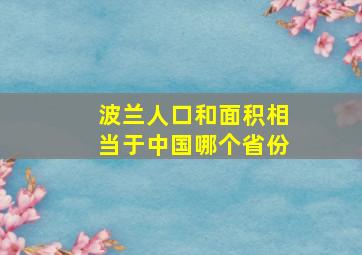 波兰人口和面积相当于中国哪个省份