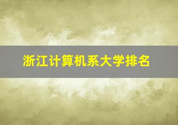 浙江计算机系大学排名